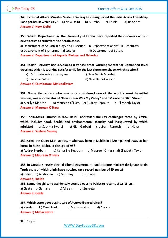 Tamilnadu Current Affairs 2015 Pdf
